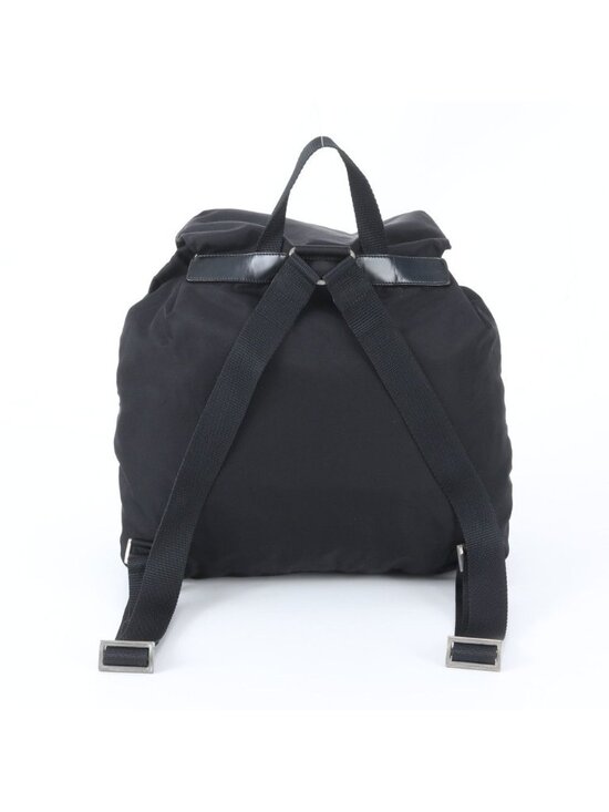 Prada Tessuto Nylon Triangle Logo Leather Backpack Black main image 4